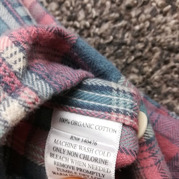 Faherty Shirt Flannel Organic Cotton Herringbone Plaid Pink Blue Mens Large - Picture 4 of 9